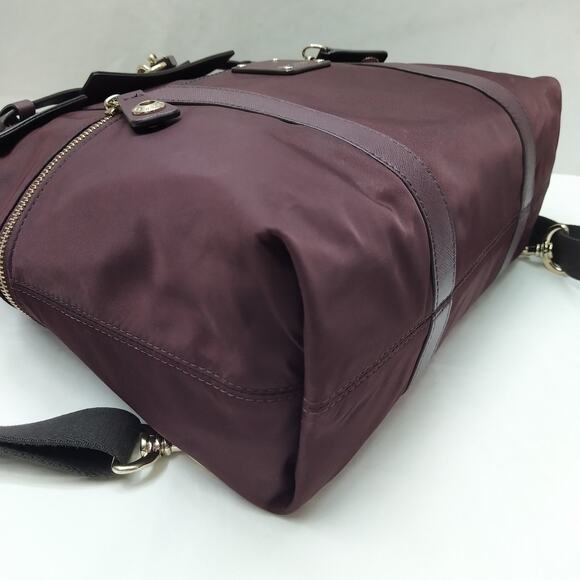 Henri Bendel Jesetter Purple Canvas Leather Trim Top Handle Zipper Backpack main image 13